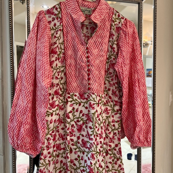 Brand new sue Sartor pink white & red Contrast dress - Picture 3 of 16